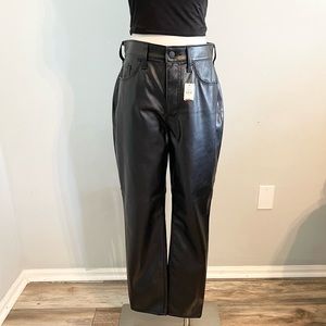 🆕 OLD NAVY Black Pleather O.G. straight High-Rose Pants ~ 8